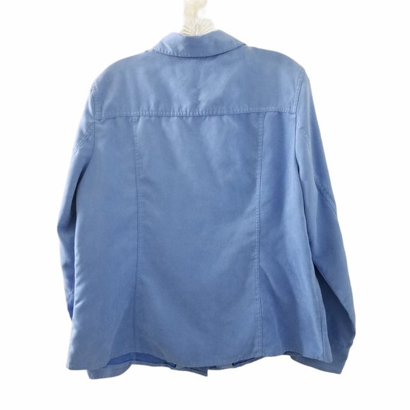 Croft and Barrow Blue Blouse Button Up Collar - Picture 3 of 5